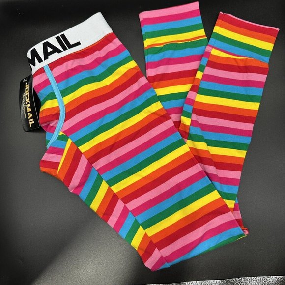 JOCKMAIL Rainbow Mens LARGE Base Layer Pants Cotton Long Johns Legging New Tags - Picture 2 of 12